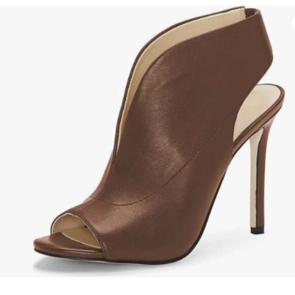 YDN Womens Slingback Peep Toe Stiletto High Heel Sandals Ankle Boot Cutout Brown